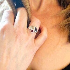 Pear Two-stone Ring – Garnet
