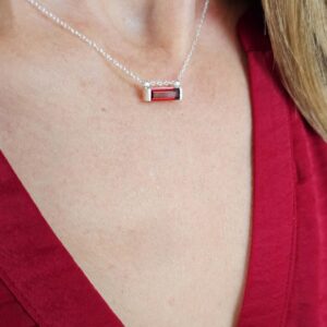 Long Baguette Pendant – Garnet