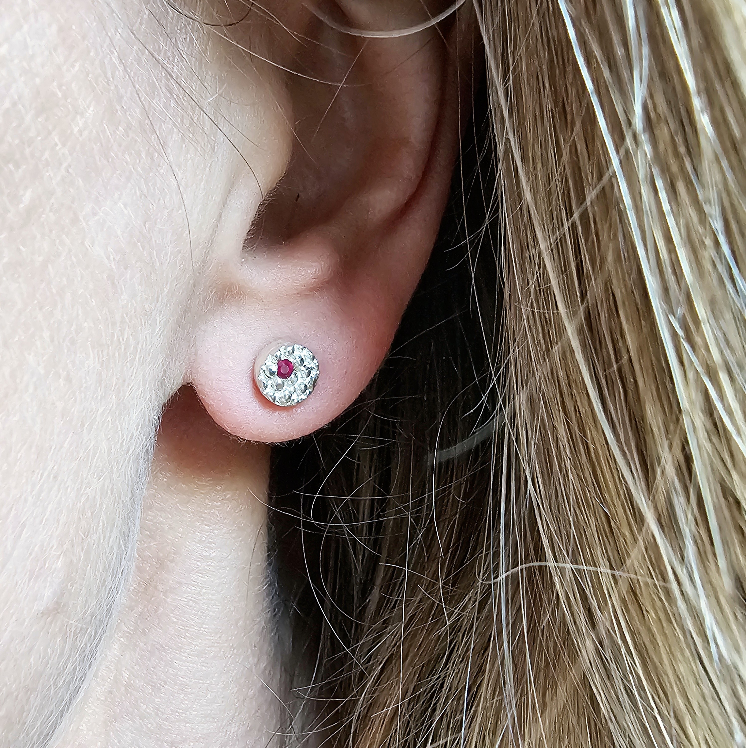 Champagne bubble ruby studs