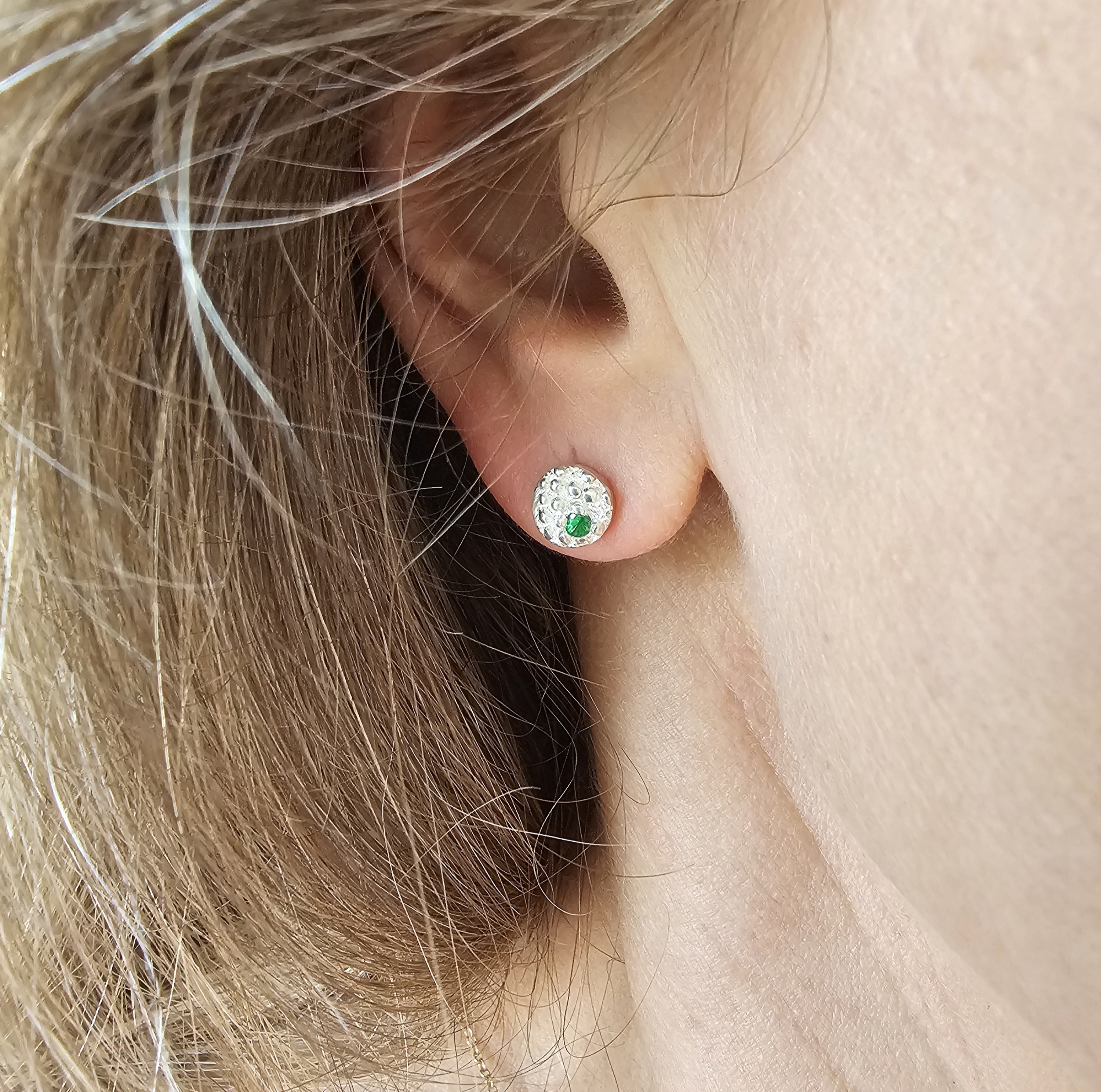 Champagne bubbles Tsavorite garnet studs